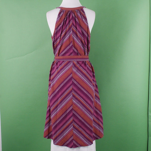 A New Day NEW $25 Sz XS Purple Orange Multi Stripe 2Pc Belt Woven Cotton Dress