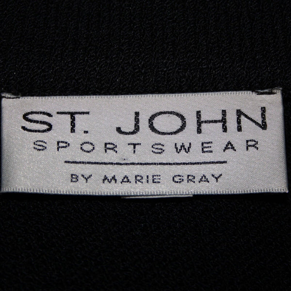 St John Sportswear Sz P Black Gold Collared Pockets Santana Knit Jacket