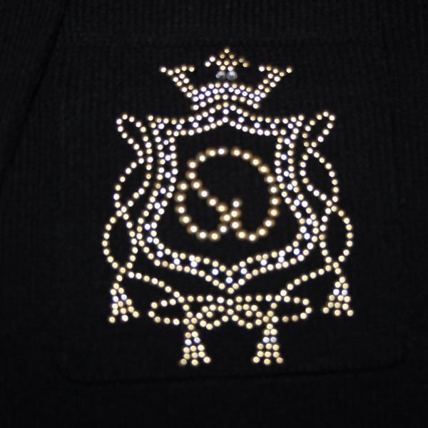 St John Sportswear Sz P Black Gold Collared Pockets Santana Knit Jacket