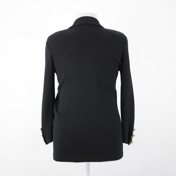 St John Sportswear Sz P Black Gold Collared Pockets Santana Knit Jacket