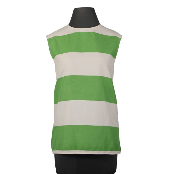 Calvin Klein Couture Top Sz 6 Green Beige Striped Sleeveless 100% Silk Top