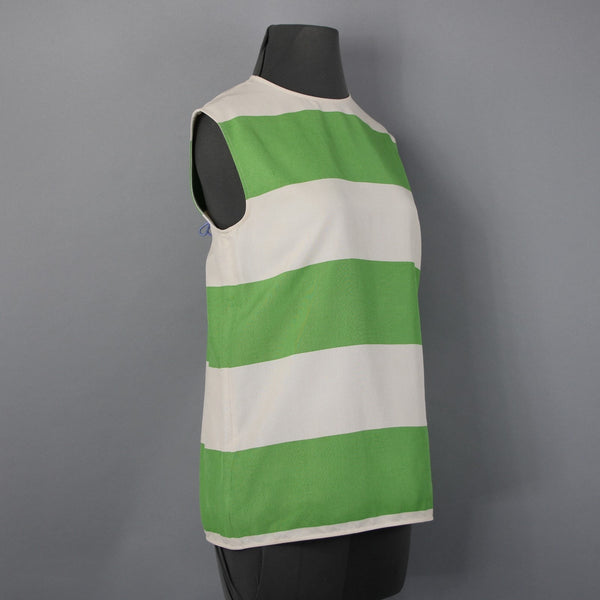 Calvin Klein Couture Top Sz 6 Green Beige Striped Sleeveless 100% Silk Top