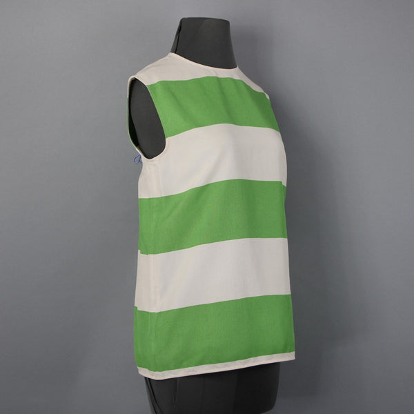Calvin Klein Couture Top Sz 6 Green Beige Striped Sleeveless 100% Silk Top