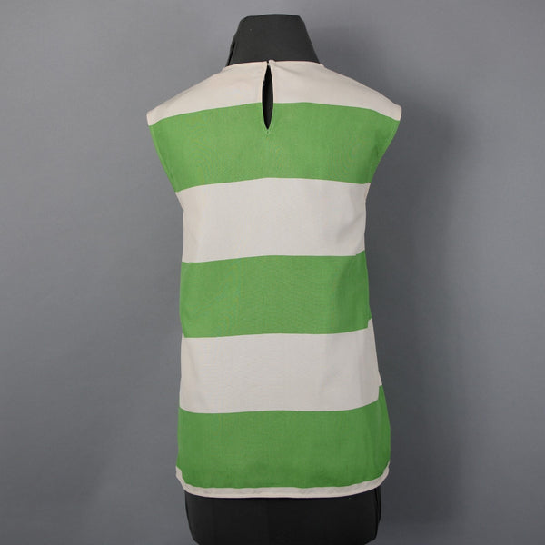 Calvin Klein Couture Top Sz 6 Green Beige Striped Sleeveless 100% Silk Top
