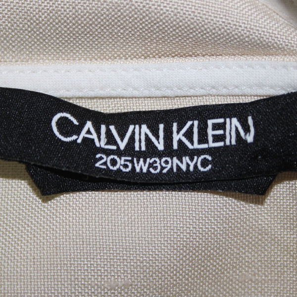 Calvin Klein Couture Top Sz 6 Green Beige Striped Sleeveless 100% Silk Top