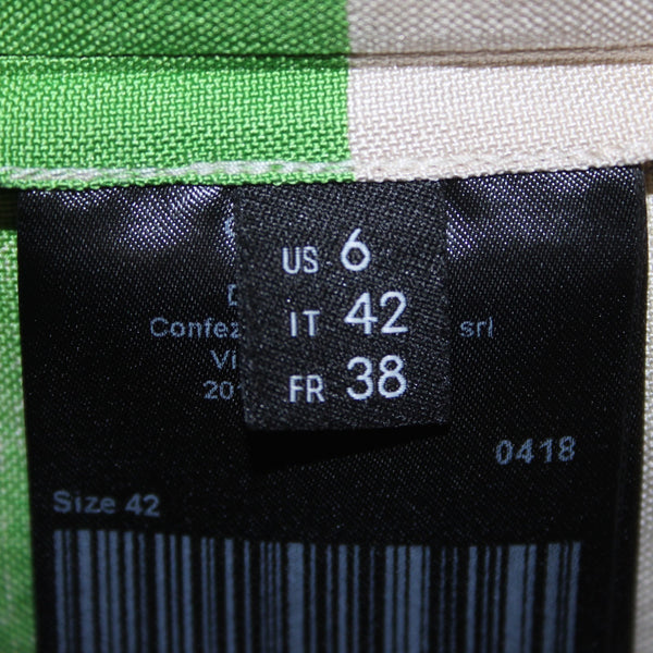 Calvin Klein Couture Top Sz 6 Green Beige Striped Sleeveless 100% Silk Top