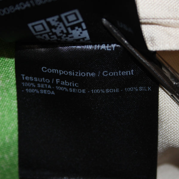 Calvin Klein Couture Top Sz 6 Green Beige Striped Sleeveless 100% Silk Top
