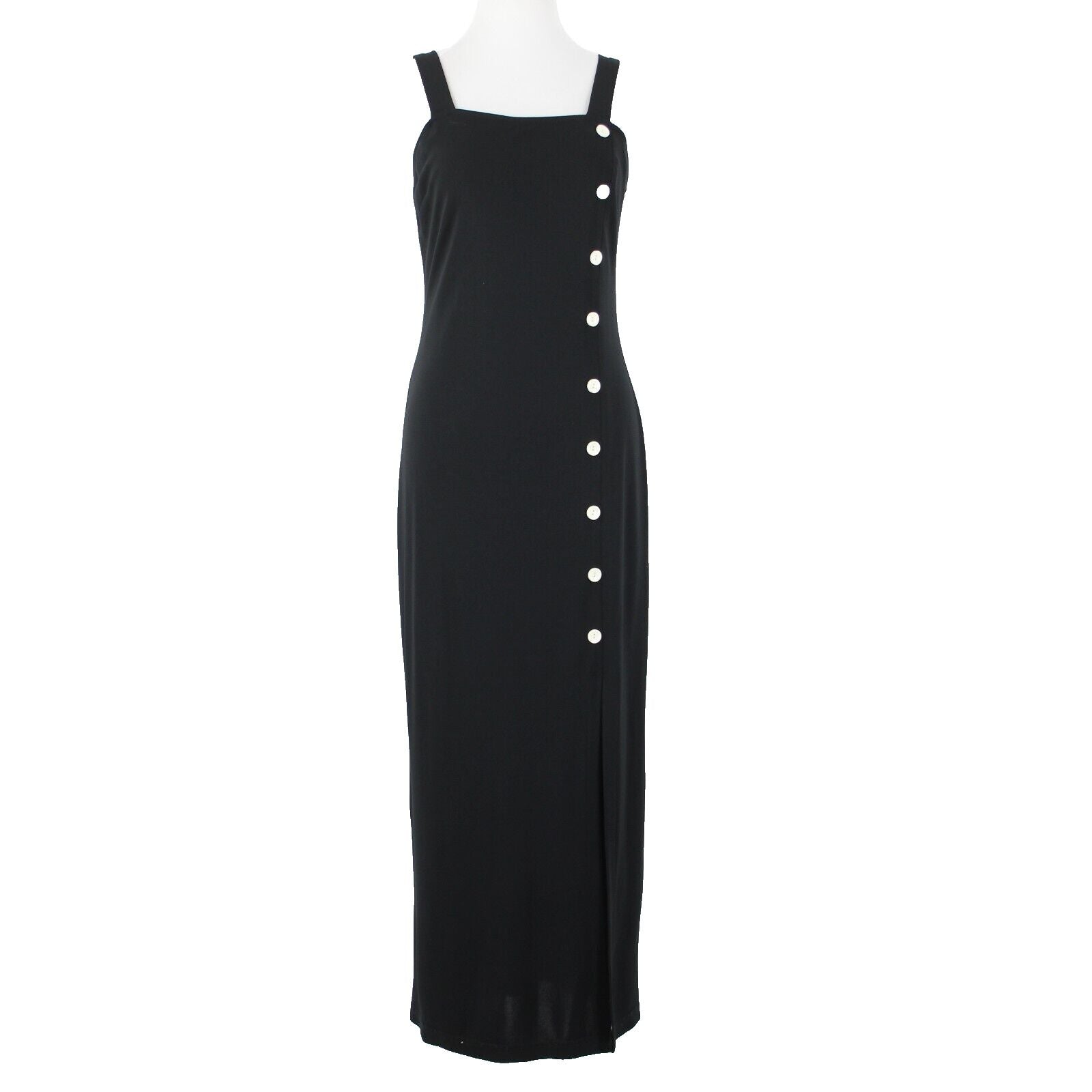 Joseph Ribkoff Sz 4? Black White Buttons Slit Zip Closure No Fabric Label Dress