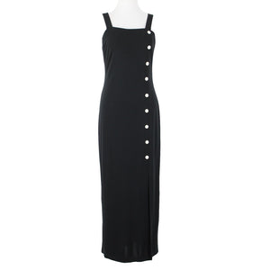 Joseph Ribkoff Sz 4? Black White Buttons Slit Zip Closure No Fabric Label Dress