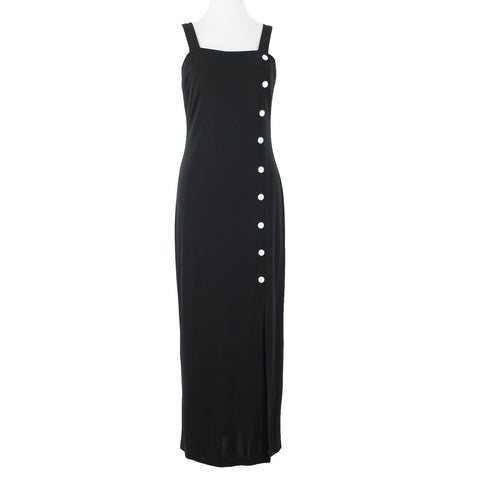 Joseph Ribkoff Sz 4? Black White Buttons Slit Zip Closure No Fabric Label Dress
