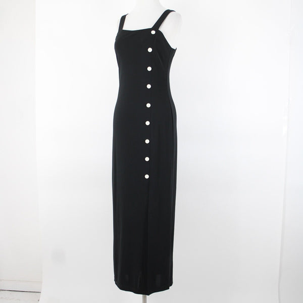 Joseph Ribkoff Sz 4? Black White Buttons Slit Zip Closure No Fabric Label Dress