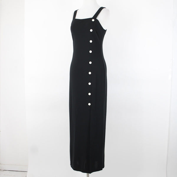 Joseph Ribkoff Sz 4? Black White Buttons Slit Zip Closure No Fabric Label Dress