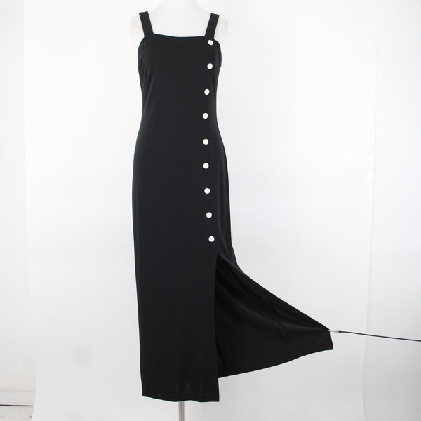Joseph Ribkoff Sz 4? Black White Buttons Slit Zip Closure No Fabric Label Dress