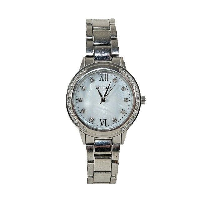 Valletta Sz To 7 Silvertone Rhinestone Detail Mother of Pearl Wrist Watch