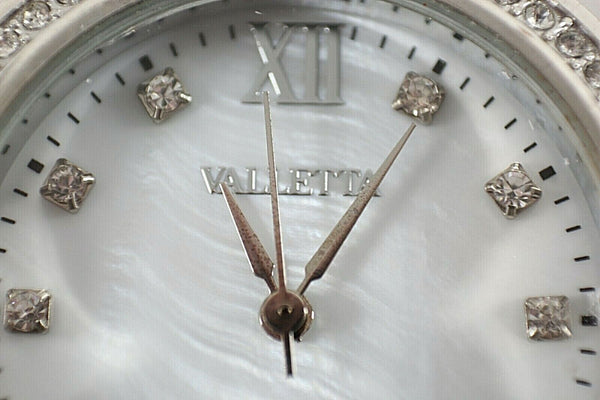 Valletta Sz To 7 Silvertone Rhinestone Detail Mother of Pearl Wrist Watch