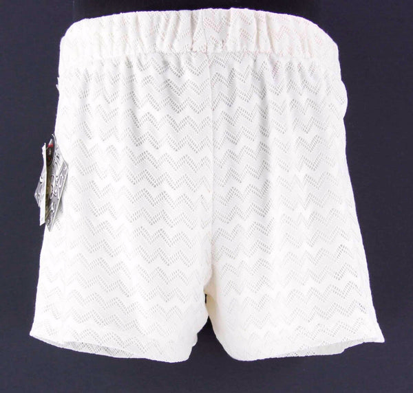 Be Bop New $29 Sz M Cream Pocketed Perf Knit 100% Polyester Lined Shorts