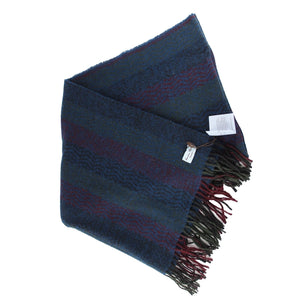 Aurora Paci NEW Navy Blue Burgundy Green Fringe 100% Wool Scarf