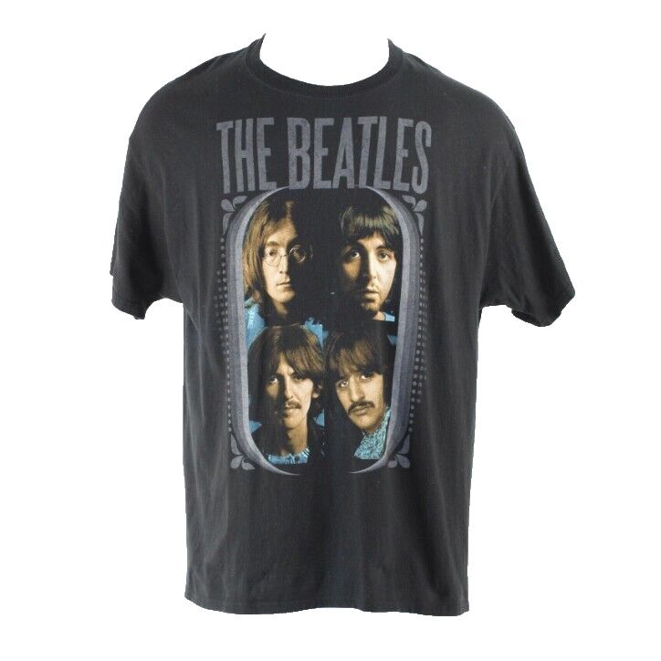 Apple Beatles 2012 XL Black Multi George Ringo John Paul Cotton Tee Shirt