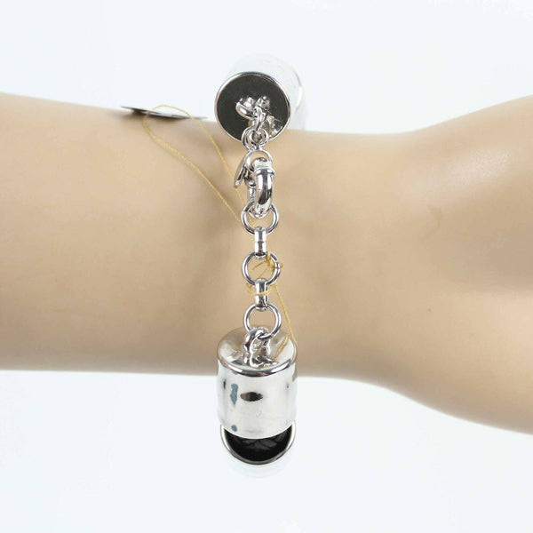 J Crew NEW $78 Sz 7in-8in Silvertone Black Multi Mixed Media Bracelet