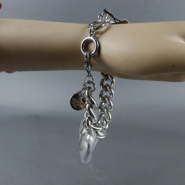 Chicos NEW $39 3" Ext 2" Silvertone Heart Shape Charm Bracelet