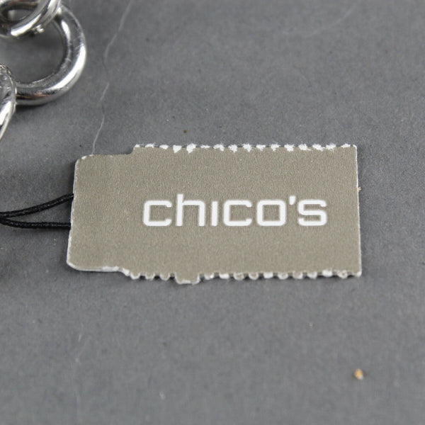 Chicos NEW $39 3" Ext 2" Silvertone Heart Shape Charm Bracelet