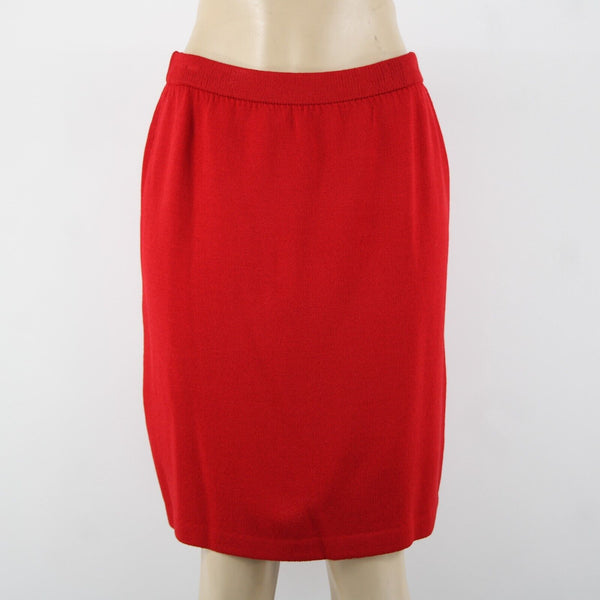 St John Collection Sz 8 Red Elastic Waist Santana Knit Knee Length Skirt