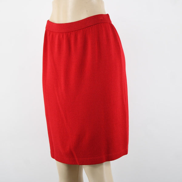 St John Collection Sz 8 Red Elastic Waist Santana Knit Knee Length Skirt