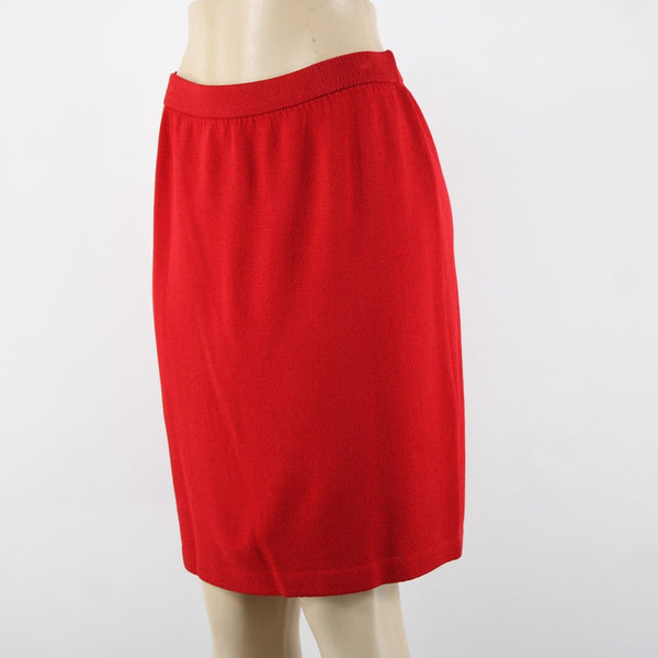 St John Collection Sz 8 Red Elastic Waist Santana Knit Knee Length Skirt