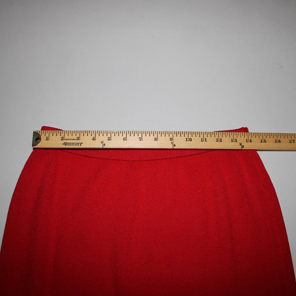 St John Collection Sz 8 Red Elastic Waist Santana Knit Knee Length Skirt