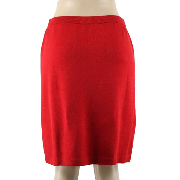 St John Collection Sz 8 Red Elastic Waist Santana Knit Knee Length Skirt