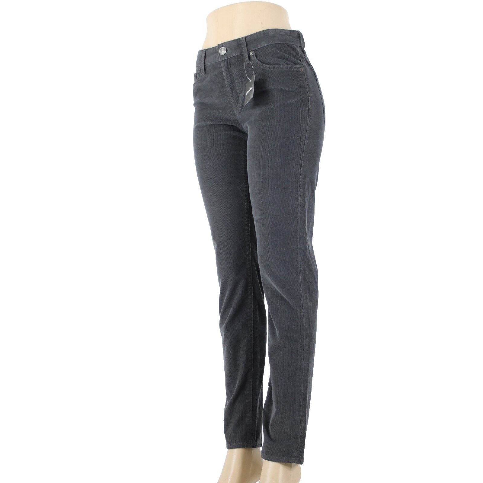 Eddie Bauer NEW $70 Boyfriend Slim Sz 2 x 32 Gray Corduroy Tapered Cotton Pant