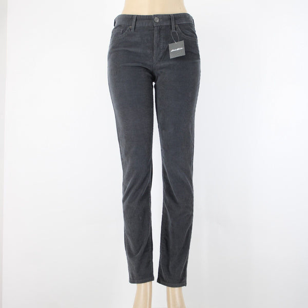 Eddie Bauer NEW $70 Boyfriend Slim Sz 2 x 32 Gray Corduroy Tapered Cotton Pant