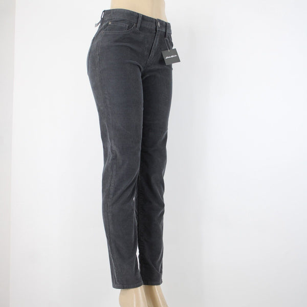 Eddie Bauer NEW $70 Boyfriend Slim Sz 2 x 32 Gray Corduroy Tapered Cotton Pant