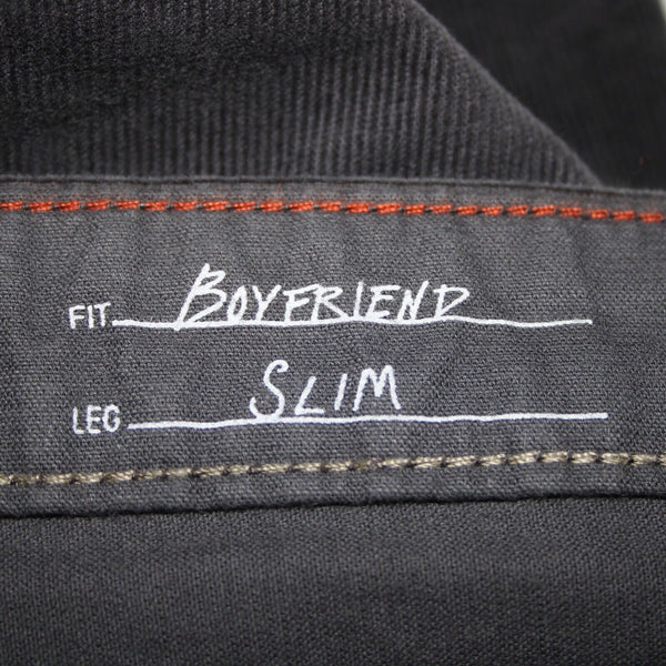 Eddie Bauer NEW $70 Boyfriend Slim Sz 2 x 32 Gray Corduroy Tapered Cotton Pant