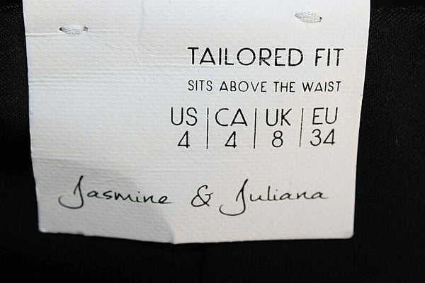 Jasmine & Juliana NEW 4 x 25" Black Tailored  Poly Rayon Blend Trouser Pant
