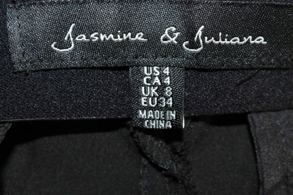 Jasmine & Juliana NEW 4 x 25" Black Tailored  Poly Rayon Blend Trouser Pant