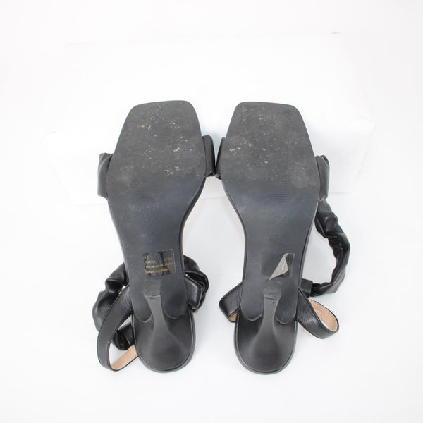 Cape Robbin Opale Sz 8.5 Black Square Open Toe Ankle Strap 3.8" Heels