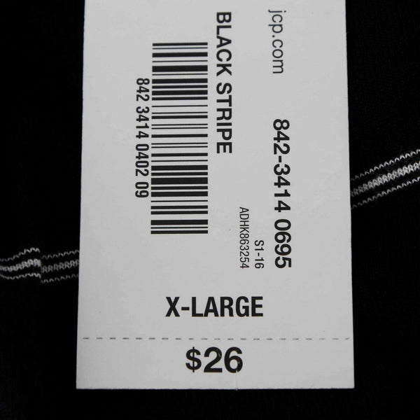 ANA NEW $26 Sz XL Black White Stripe Chiffon Peplum Rayon Poly Knit Top