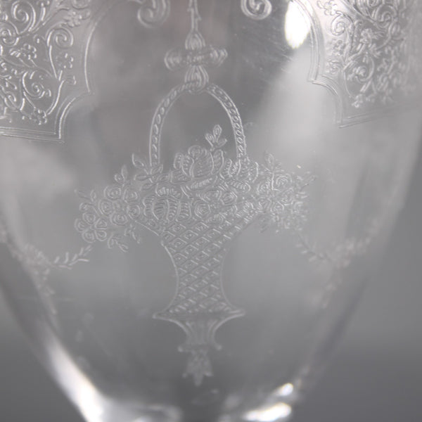 Fruit Basket 7" Wine Vintage Unbranded Clear Etched Fruit Basket 7" Wine Glass