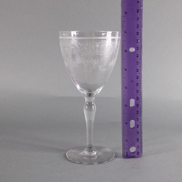 Fruit Basket 7" Wine Vintage Unbranded Clear Etched Fruit Basket 7" Wine Glass