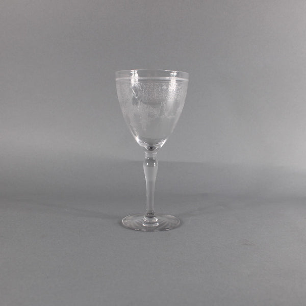 Fruit Basket 7" Wine Vintage Unbranded Clear Etched Fruit Basket 7" Wine Glass