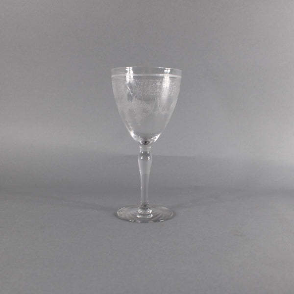 Fruit Basket 7" Wine Vintage Unbranded Clear Etched Fruit Basket 7" Wine Glass