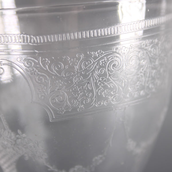 Fruit Basket 7" Wine Vintage Unbranded Clear Etched Fruit Basket 7" Wine Glass