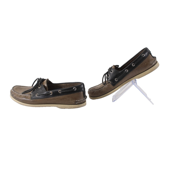 Sperry Shoes Top Sider Sz 8.5 M Brown Black Non Marking Leather Shoes