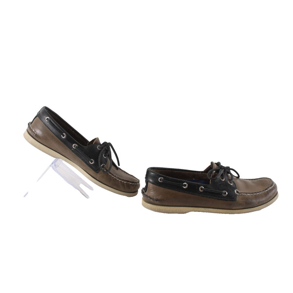 Sperry Shoes Top Sider Sz 8.5 M Brown Black Non Marking Leather Shoes