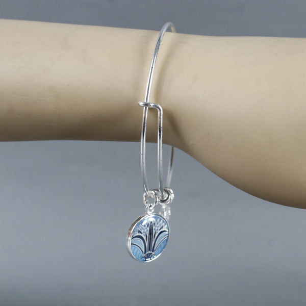 Alex Ani 2018 NEW Silverstone Blue Words Are Powerful Bangle Bracelet