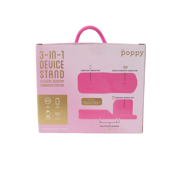Xo Poppy Device Stand Pink 3 In 1 Silicone Desktop Charging Station Device Stand