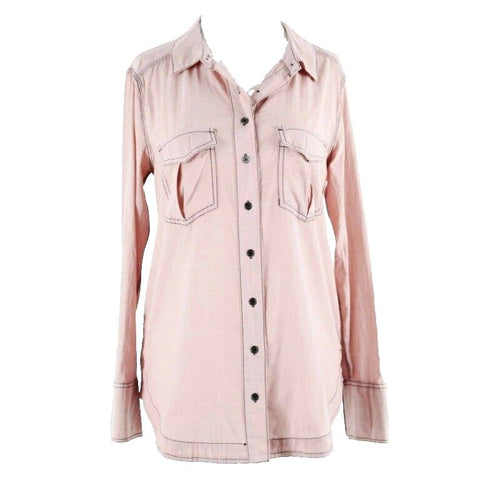 Free People NEW $98 Sz XS Pink Black Long Sleeve 100% Cotton Top