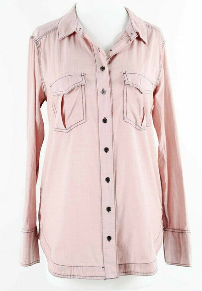 Free People NEW $98 Sz XS Pink Black Long Sleeve 100% Cotton Top