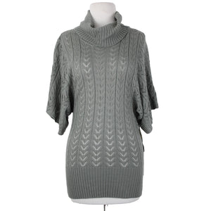 Fylo By Nylon NEW $35 Sz S P Gray Open Knit Turtleneck 100% Acrylic Tunic Top